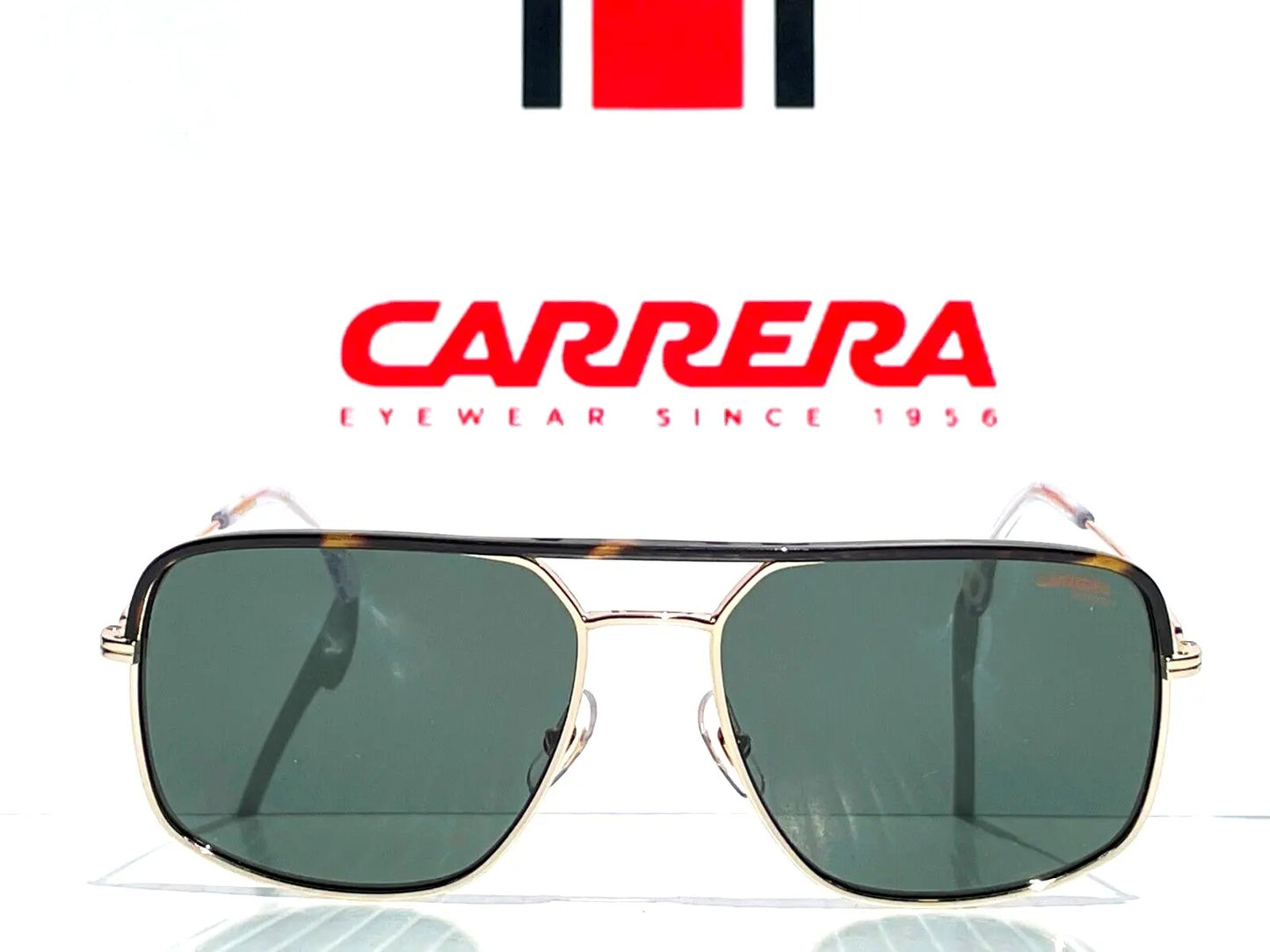 CARRERA Polished Gold Tortoise Aviator Green Grey Lens Sunglass 152/S 0PEF