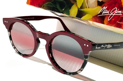 Maui Jim UPSIDE DOWN FALLS Burgundy Tort POLARIZED Rose GLASS Sunglass R861-07