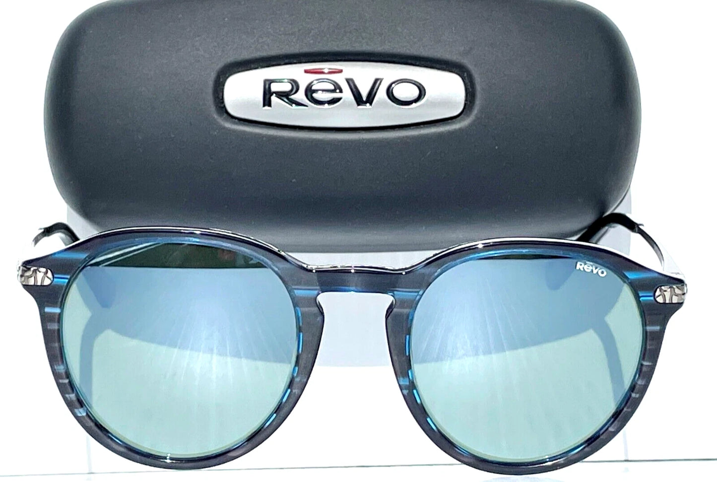 REVO PYTHON 3 Blue Horn Round GLASS Gray Lens Sunglass RE 1177 05 SG50
