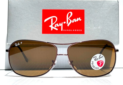 Ray Ban Bronze 64mm Aviator Frame POLARIZED Brown lens Sunglass RB3267