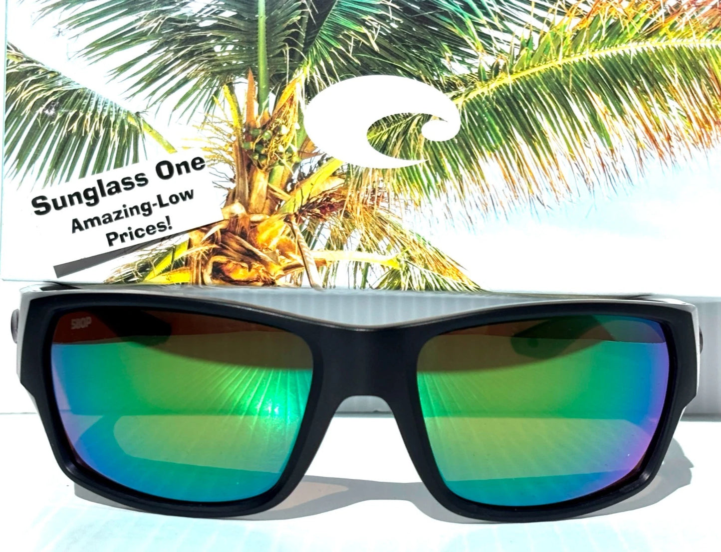 Costa Del Mar TAILFIN Matte Black POLARIZED Green Mirror 580P Lens Sunglass 9113-07 57mm