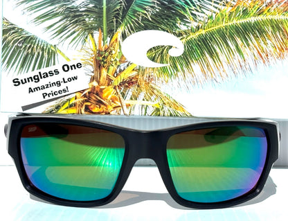 Costa Del Mar TAILFIN Matte Black POLARIZED Green Mirror 580P Lens Sunglass 9113-07 57mm