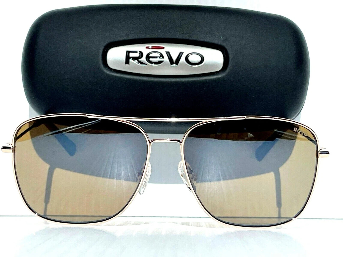 REVO HARBOR Shiny Gold Aviator POLARIZED Bronze Lens Sunglass RE 1082 04 BR