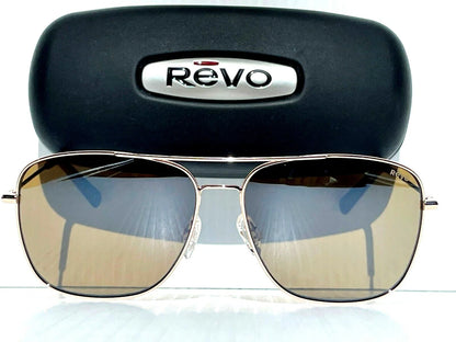 REVO HARBOR Shiny Gold Aviator POLARIZED Bronze Lens Sunglass RE 1082 04 BR