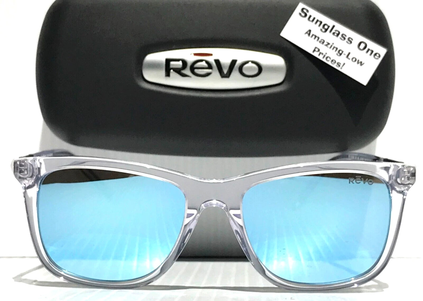 REVO COVE Shiny Crystal Clear POLARIZED Blue Lens Sunglass RE 1164N 09 BL