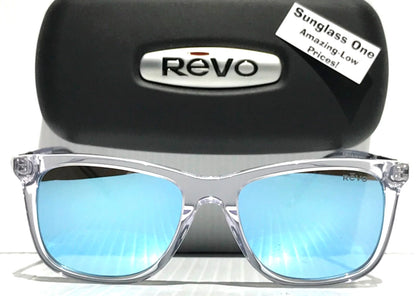 REVO COVE Shiny Crystal Clear POLARIZED Blue Lens Sunglass RE 1164N 09 BL