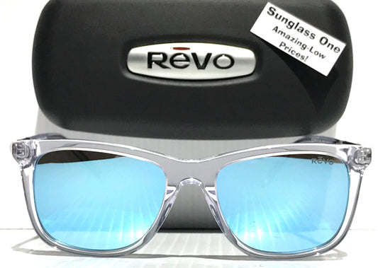 REVO COVE Shiny Crystal Clear POLARIZED Blue Lens Sunglass RE 1164N 09 BL
