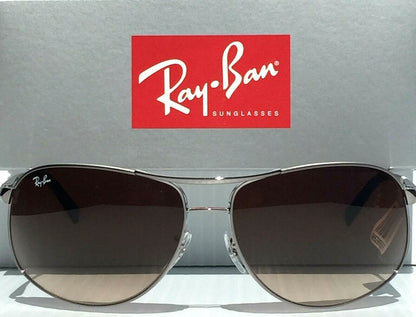 Ray Ban Silver 64mm Frame with Brown Gradient Lens Sunglass RB 3387 004/13