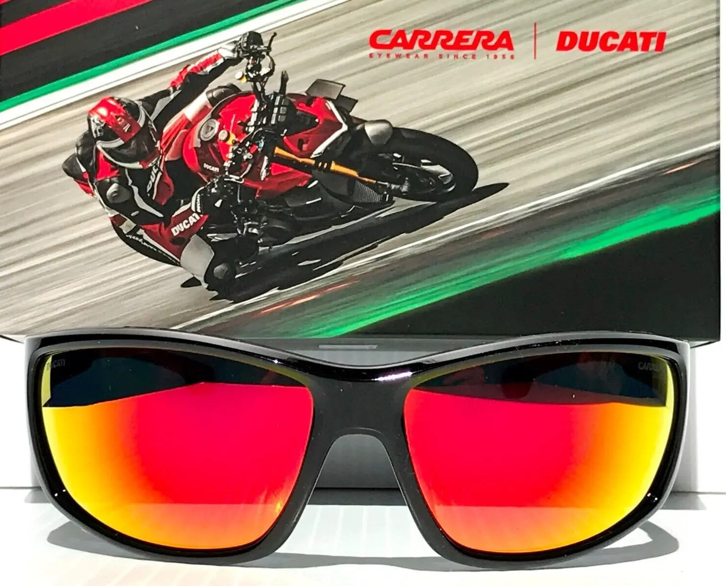 Carrera DUCATI CARDUC Shiny Black Frame Red Mirror Lens Sunglass 002/S 0A4UZ