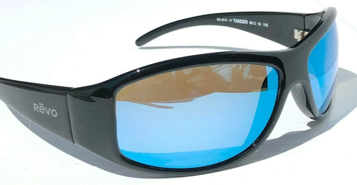 REVO TANDER Black POLARIZED Blue Water Lens Sunglass RE 5014 01 BL