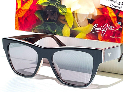 Maui Jim EKOLU Black POLARIZED Silver To Black Mirror GLASS Sunglass DSB867-02B