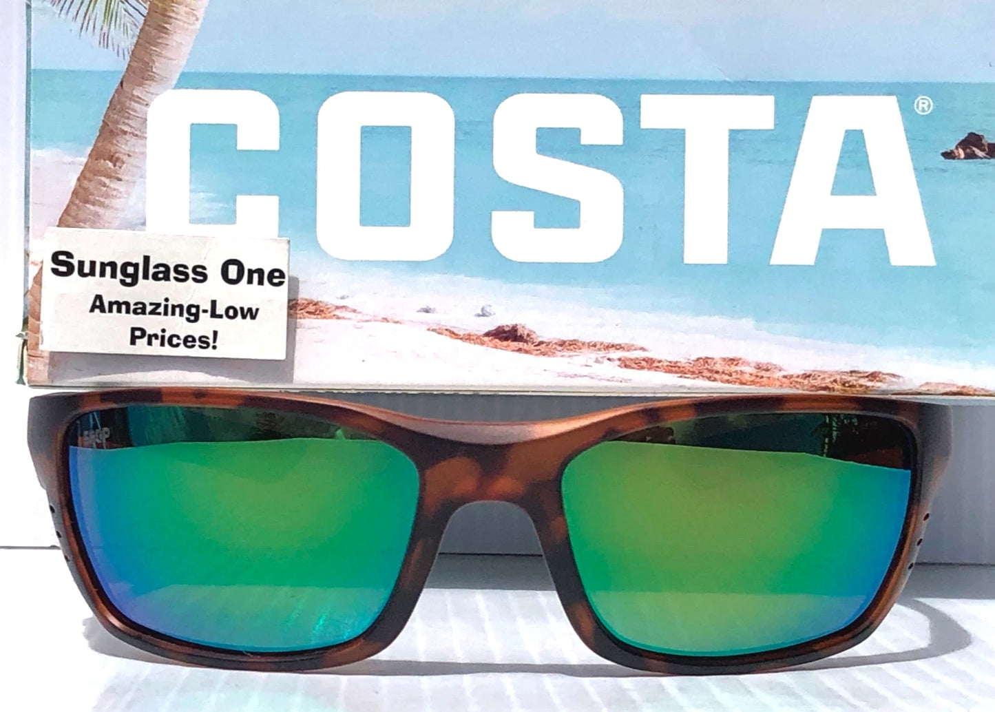 Costa Del Mar WHITETIP Matte Retro Tortoise POLARIZED Green 580P Lens Sunglass WTP 66
