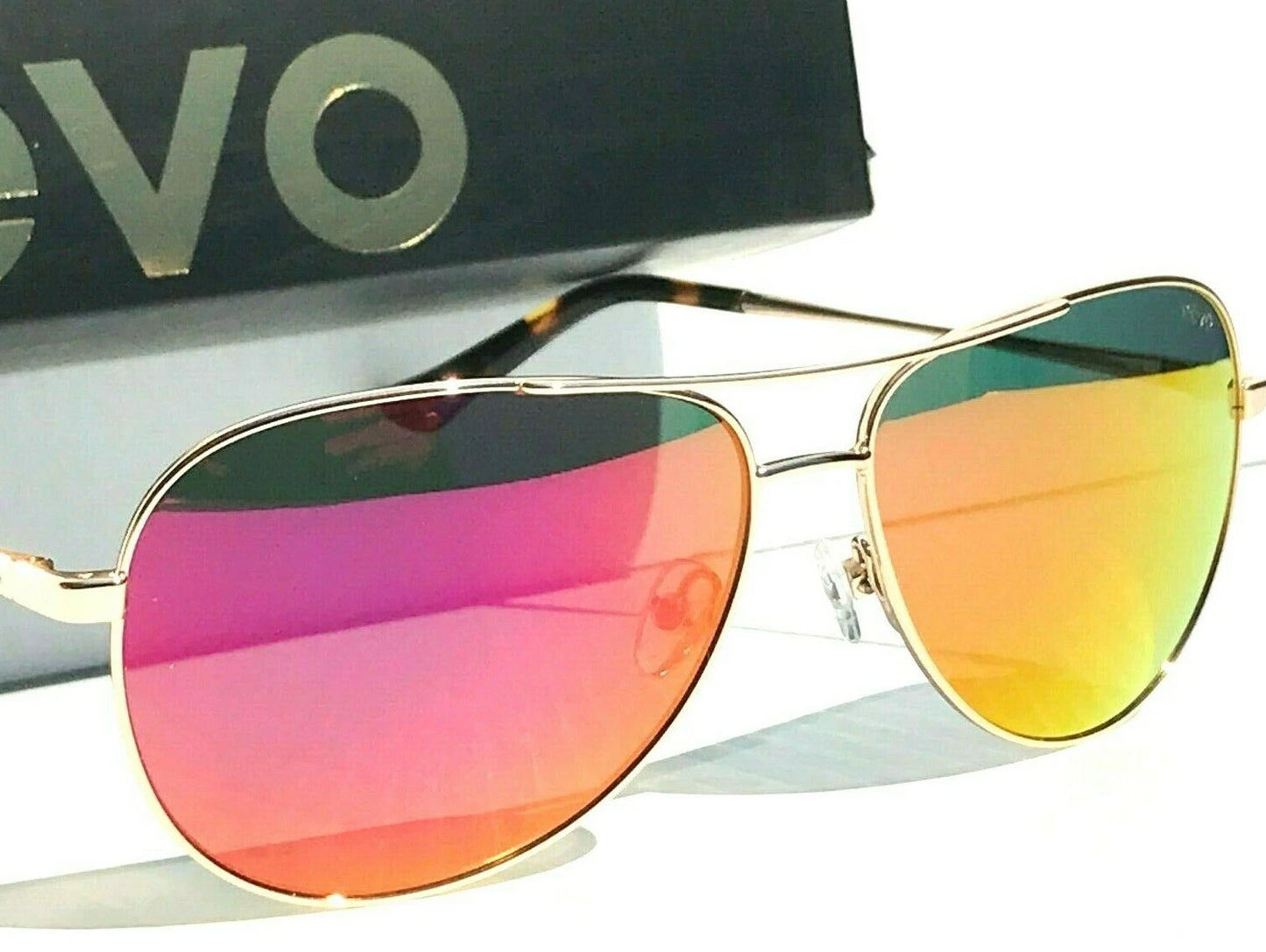 REVO RELAY S Shiny Gold POLARIZED Red Mirror Lens Sunglass RE 1014 04 SP