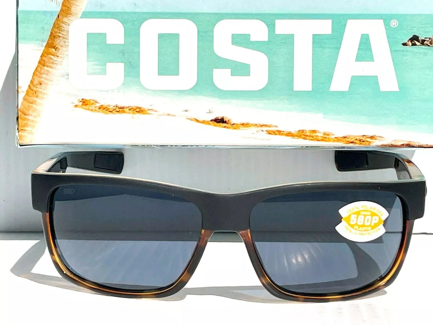 Costa Del Mar HALF MOON Matte Black Tortoise POLARIZED Gray 580P Sunglass HFM 181