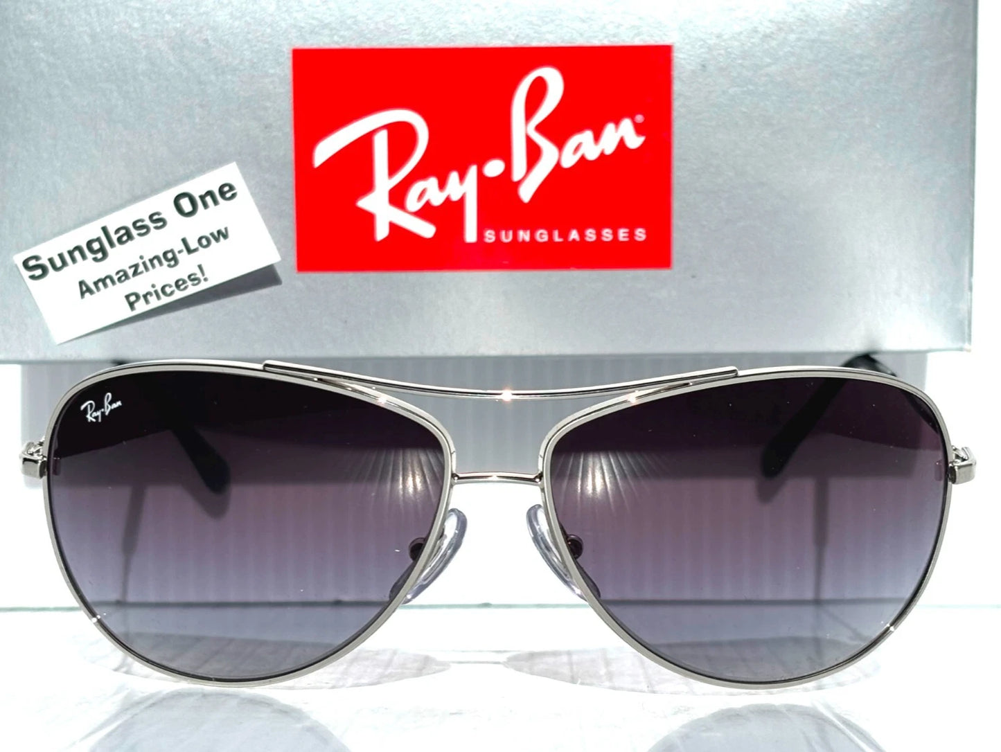 Ray Ban AVIATOR Silver Frame Grey Gradient Lens Sunglass RB3293 003/8G