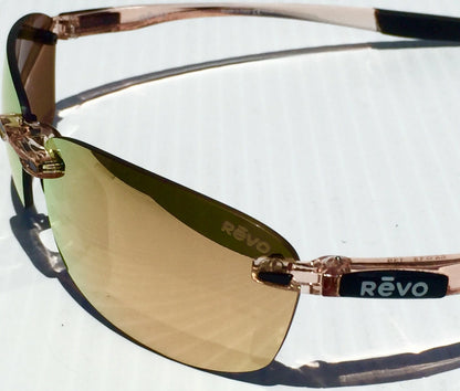 REVO DESCEND N Blush Crystal POLARIZED Champaign Rose Lens Sunglass RE 4059 10 CH