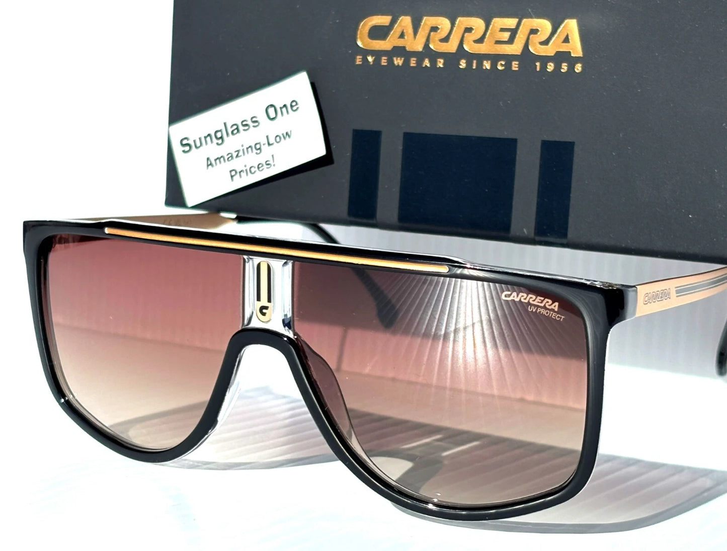 CARRERA Black Gold Frame Gradient Brown Lens Sunglass 1056/S 2M2HA