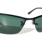 Ray Ban Polished Black Semi-Rimless Frames Dark Green Lens Sunglass RB 3183 006/71