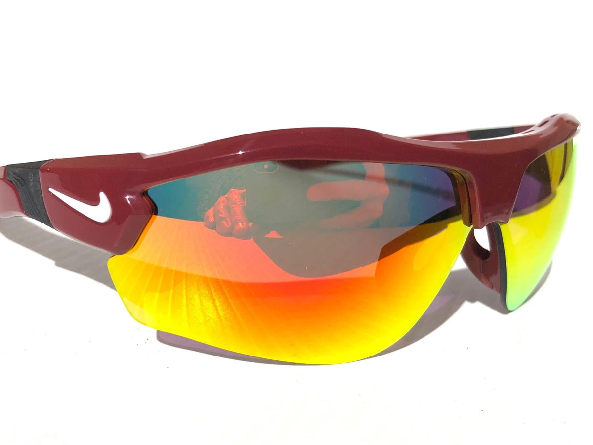 Nike SHOW X3 Team Burgundy Frame Red Mirror Road Tint Lens Sunglass DN9252 677