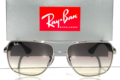 Ray Ban Polished Silver Frame Gradient Grey Lens Sunglass RB 3483 003/32