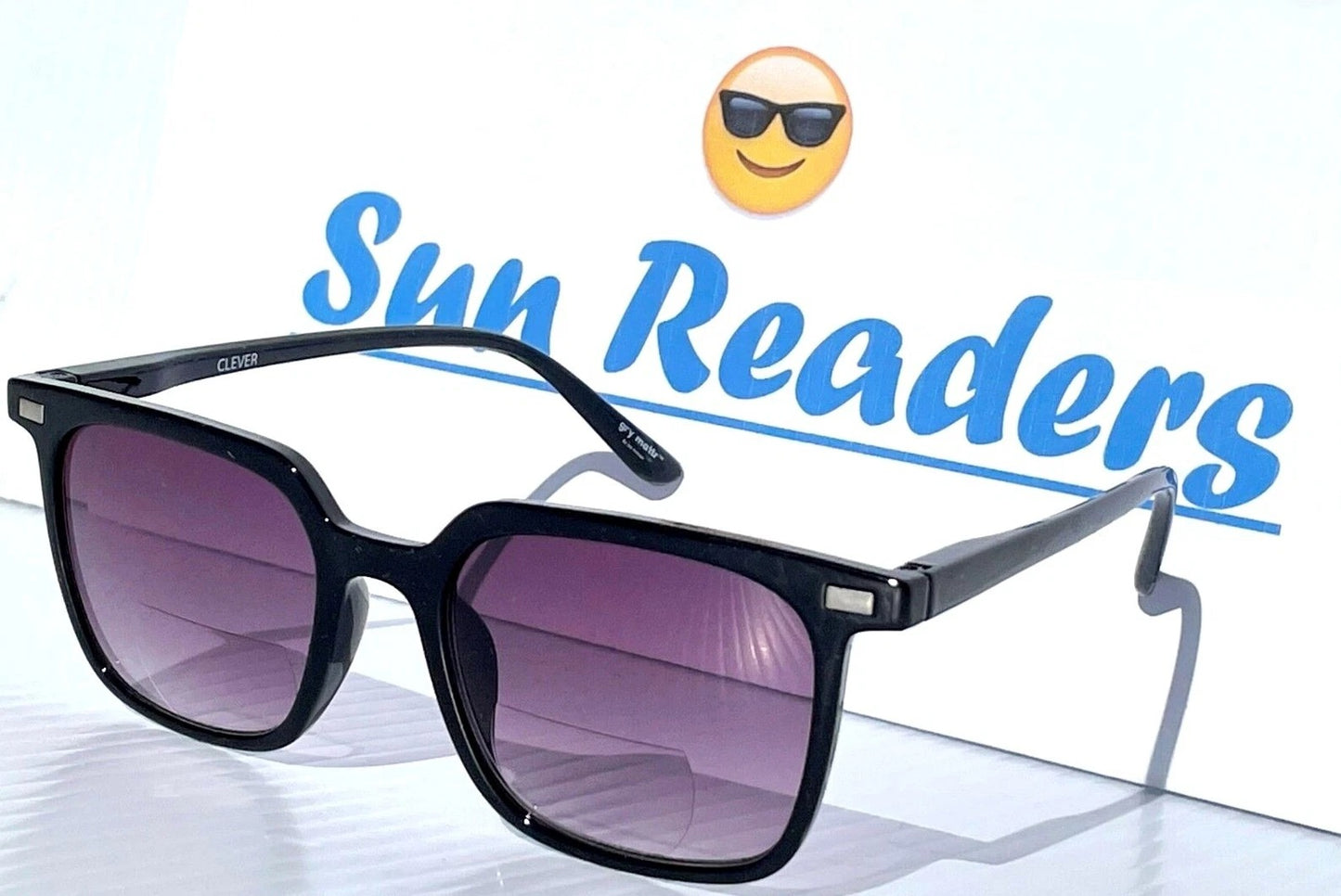 Gry Mattr DESIGNER SUN READERS CLEVER Shiny Black Bifocal Sunglass
