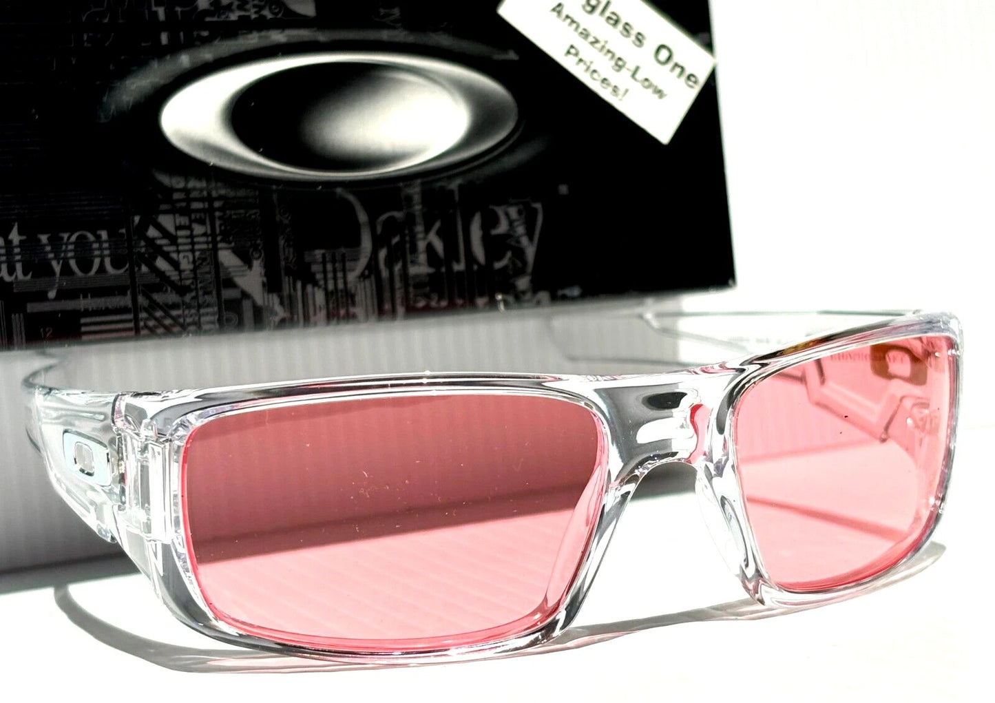Oakley CRANKSHAFT Shiny Clear Frame Non-Polarized Galaxy HD Pink Iridium Lens Sunglass 9239-04 - Two-Lens Bundle!