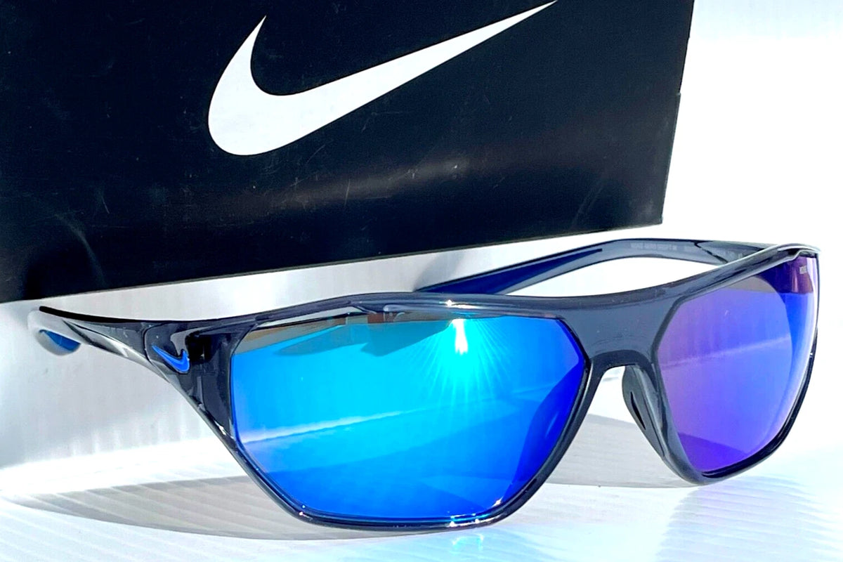 Nike AERO DRIFT Shiny Crystal Blue Frame Blue Mirror Sunglass DQ0997 021