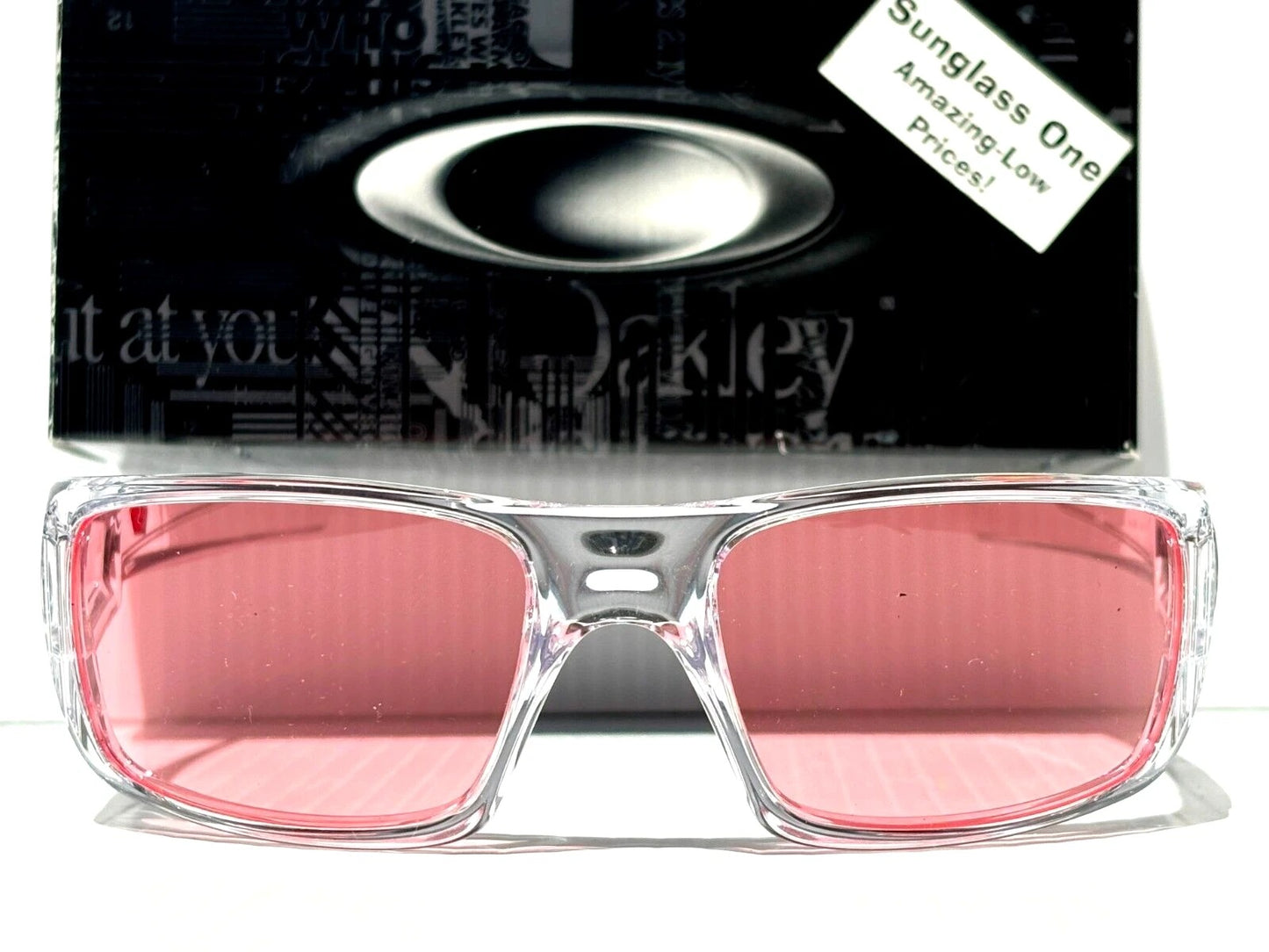 Oakley CRANKSHAFT Shiny Clear Frame Non-Polarized Galaxy HD Pink Iridium Lens Sunglass 9239-04 - Two-Lens Bundle!