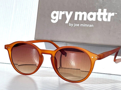 Gry Matter DESIGNER SUN READERS Matte Amber Round CREATIVE Bifocal Sunglass