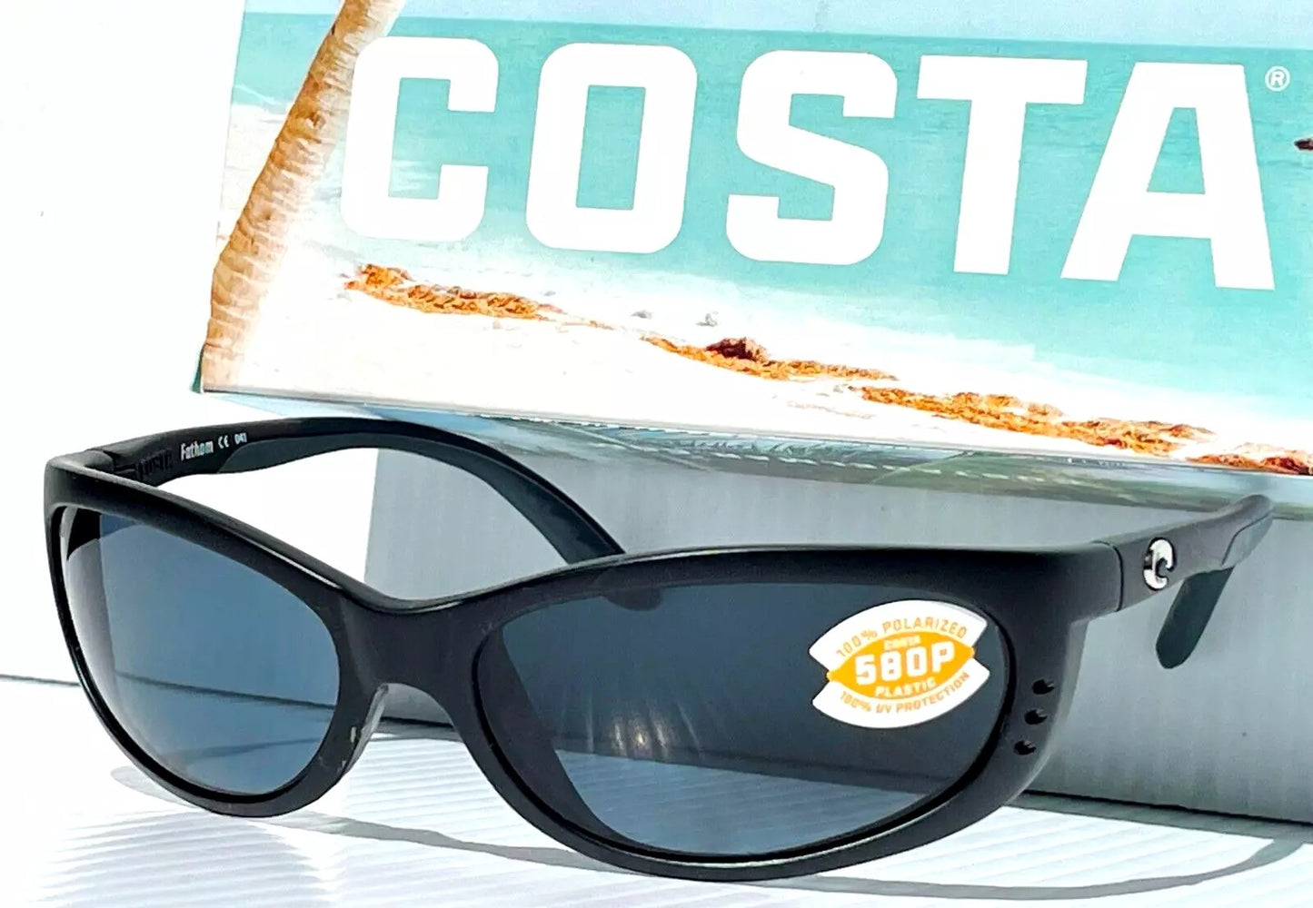 Costa Del Mar FATHOM Matte Black POLARIZED Gray 580P Lens Sunglass FA 11