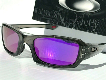 Oakley FIVES Squared in Grey Smoke Frames POLARIZED Galaxy Purple Lens Sunglass oo9238-04 - Two-Lens Bundle!