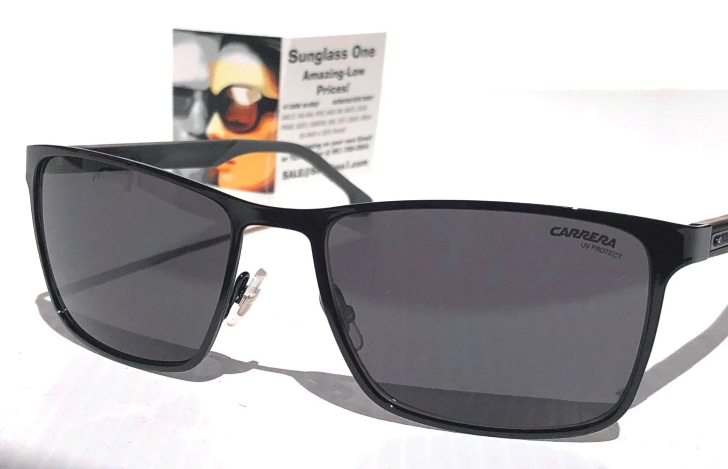 CARRERA Shiny Black Metal Frame Grey Lens Sunglass 8048/S 807IR
