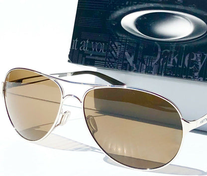 Oakley CAVEAT in Silver Frame with POLARIZED Galaxy Brown Lens Sunglasses oo4054 - Two-Lens Bundle!