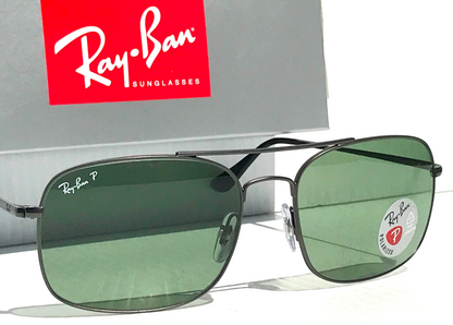 Ray Ban Matte Gunmetal Silver Frame POLARIZED Green Lens Sunglass RB 3611 029/O9