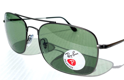 Ray Ban Matte Gunmetal Silver Frame POLARIZED Green Lens Sunglass RB 3611 029/O9