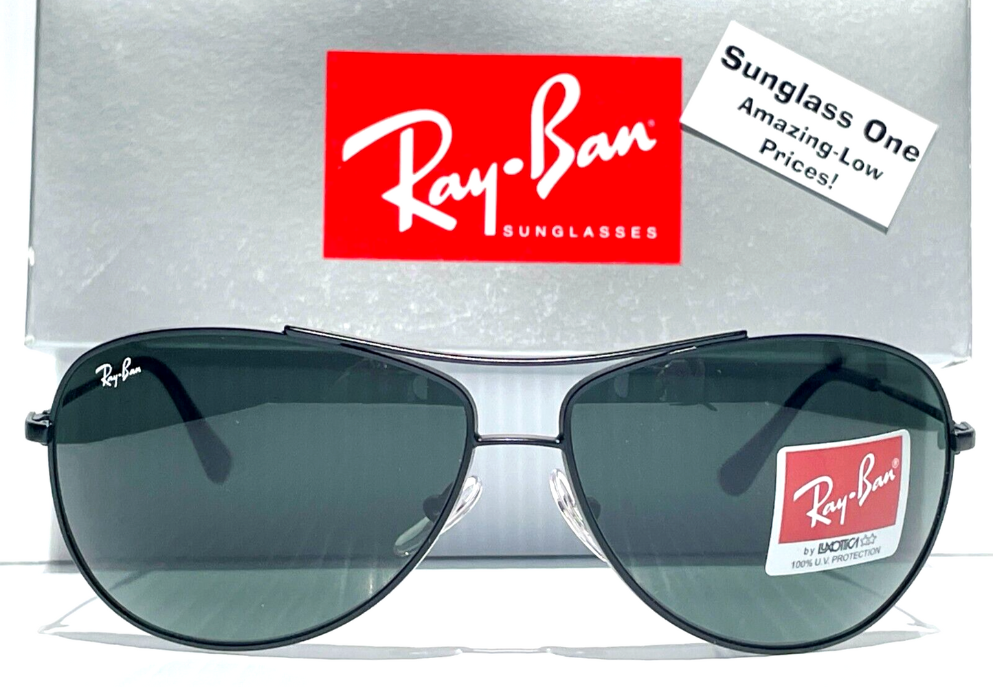 Ray Ban Matte Black AVIATOR Frame Gray Green Lens Sunglass RB 3293 006/71