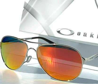 Oakley CAVEAT in Silver Frame with POLARIZED Galaxy Ruby Lens Sunglasses oo4054 - Two-Lens Bundle!