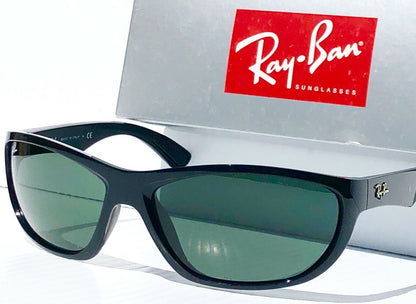 Ray Ban Polished Black 63mm Frame G-15 Grey Green Lens Sunglasses RB 4188 601/71