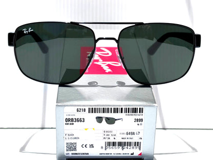 Ray Ban Shiny Gunmetal Silver Frame POLARIZED Green Grey Len Sunglass RB3483 004/58
