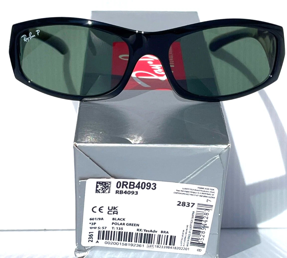 RAY BAN Shiny Black Frame POLARIZED Green Lens Sunglass RB4093 601/9A