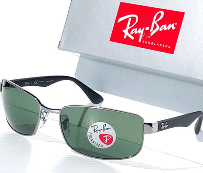 Ray Ban Gunmetal & Black Frame POLARIZED Green G15 Lens Sunglass RB 3478 004/58