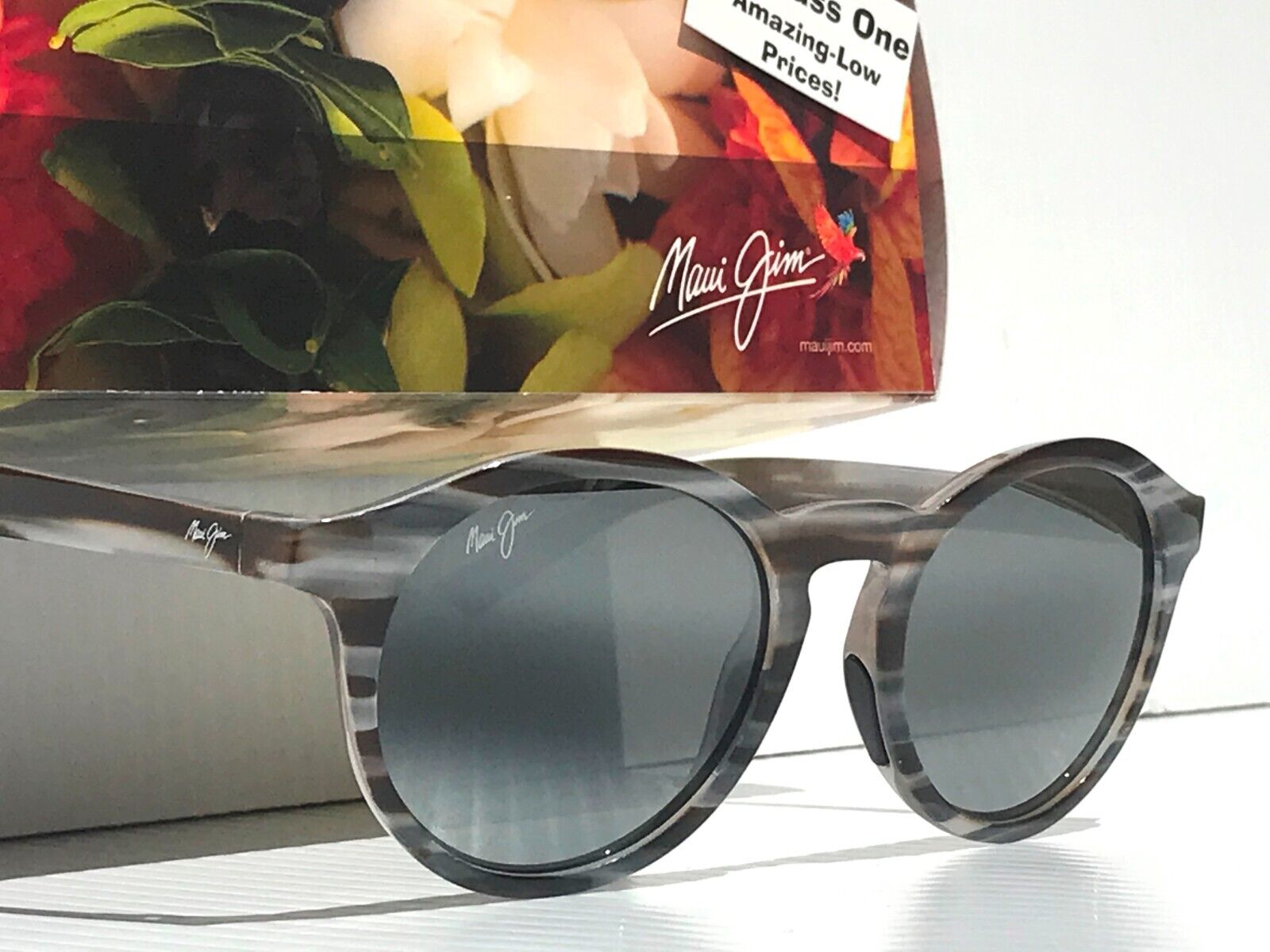 Maui Jim PINEAPPLE Slate Grey Stripes POLARIZED Grey GLASS Sunglass 78 SunglassOne