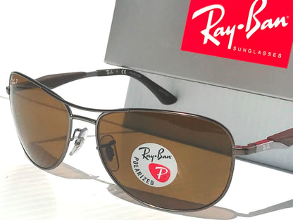 Ray Ban Matte Gunmetal POLARIZED Brown Lens Sunglass RB3519 029/83