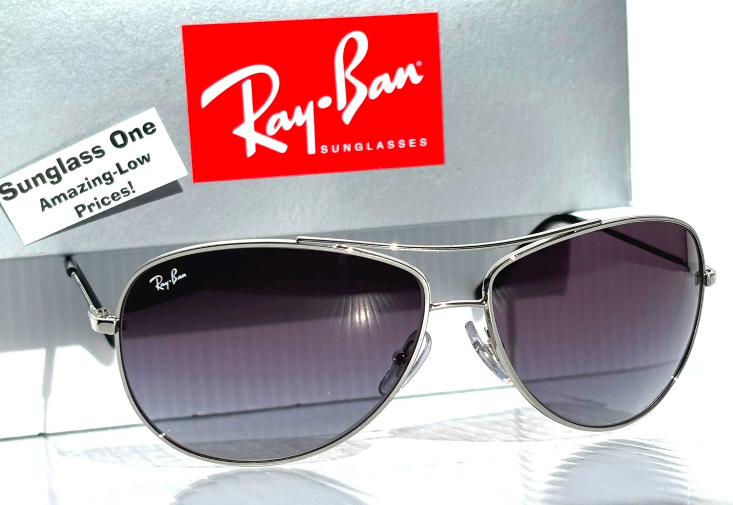 Ray Ban AVIATOR Silver Frame Grey Gradient Lens Sunglass RB3293 003/8G