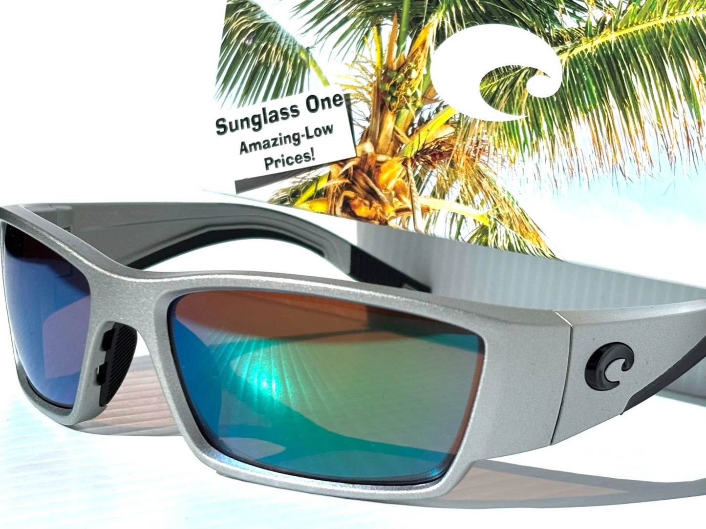Costa CORBINA PRO Silver Metallic POLARIZED Green 580G GLASS Lens Sunglass 9109-07