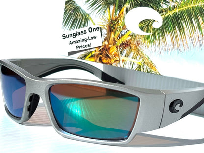 Costa CORBINA PRO Silver Metallic POLARIZED Green 580G GLASS Lens Sunglass 9109-07