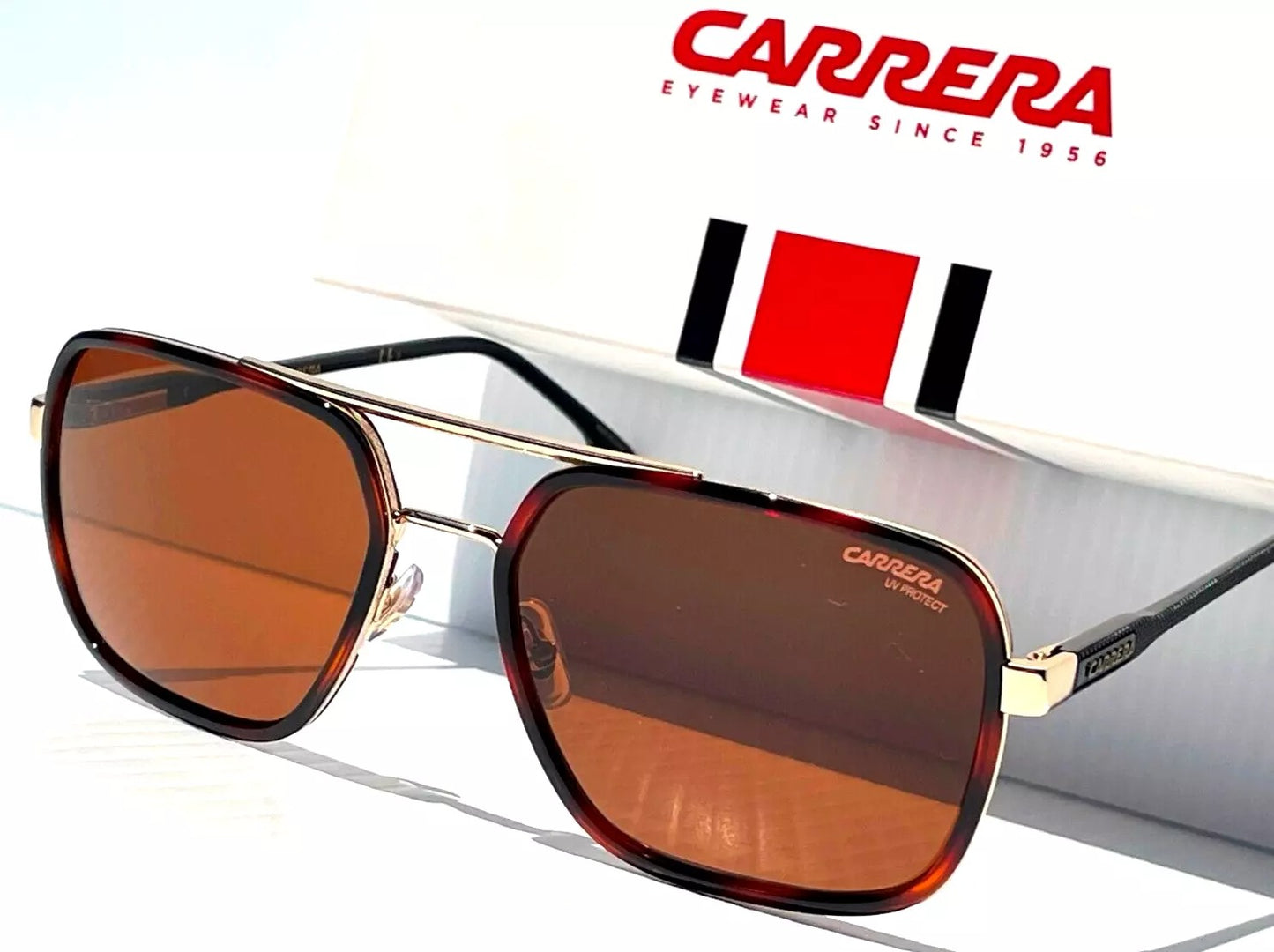 CARRERA Gold Tortoise Frame Bronze Lens Sunglass 256/S J5G70