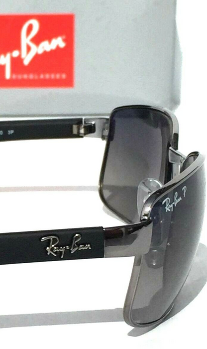 Ray Ban Gunmetal & Black Frames POLARIZED Grey Blue Lens Sunglass RB 3478 004