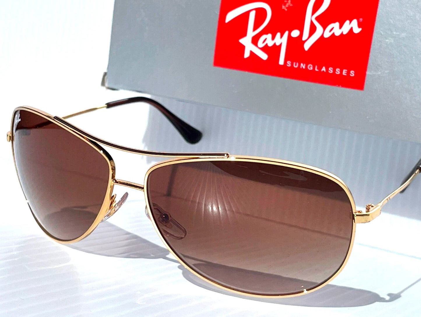 Ray Ban Shiny Gold Frame Brown Lens Sunglass RB3293 001/13