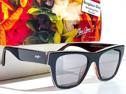 Maui Jim EKOLU Black POLARIZED Silver To Black Mirror GLASS Sunglass DSB867-02B